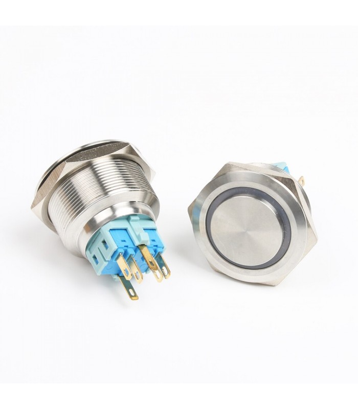 Buton metalic 16mm cu LED Rosu