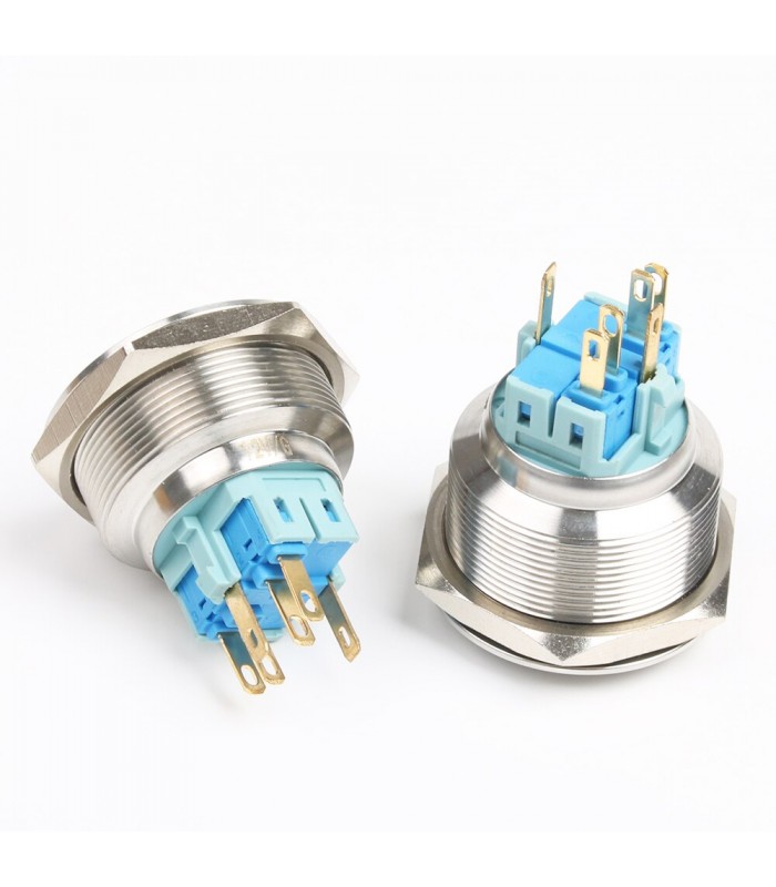 Buton metalic 16mm cu LED Rosu