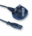 PRO ELEC - PE01077 - Mains Power Cord, With Fuse, Mains Plug, UK to IEC 60320 C7, 2 m, 3 A, 240 VAC, Black
