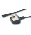 VOLEX - X-299960A - Mains Power Cord, With Fuse, Mains Plug, UK to IEC 60320 C7, 2 m, 13 A, 250 VAC, Black, Ap800
