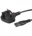 PRO ELEC - PEL00810 - Mains Power Cord, w/ 3A Fuse, Mains Plug, UK to IEC 60320 C7, 1.5 m, 3 A, 240 VAC, Black
