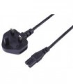 PRO ELEC - PEL00813 - Mains Power Cord, w/ 3A Fuse, Mains Plug, UK to IEC 60320 C7, 5 m, 3 A, 240 VAC, Black