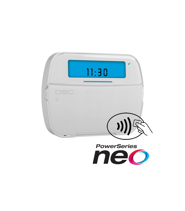 Tastatura LCD cu iconuri, modul wireless si cititor de proximitate, cablata, 128 zone, SERIA NEO - DSC NEO-HS2ICON-RFP