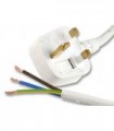 PRO ELEC - PE01019 - Mains Power Cord, With Fuse, Mains Plug, UK to Free End, 2 m, 5 A, White