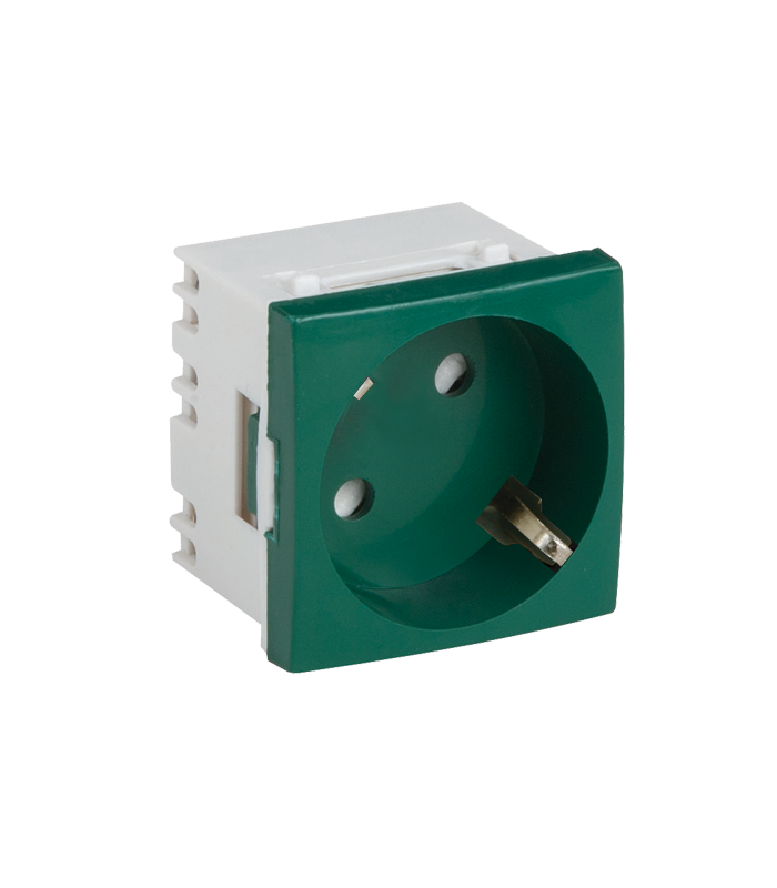 Priza modulara schuko cu impamantare, verde - DLX DLX-245-42