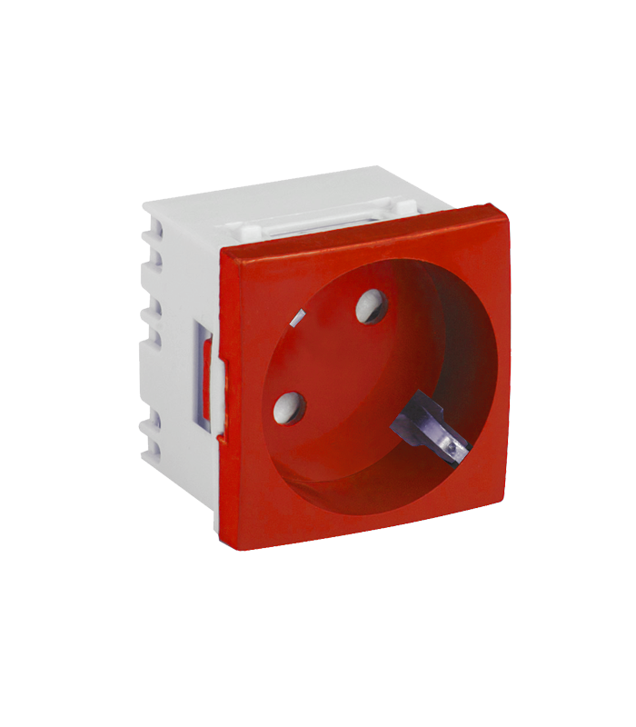 Priza modulara schuko cu impamantare, rosu - DLX DLX-245-46