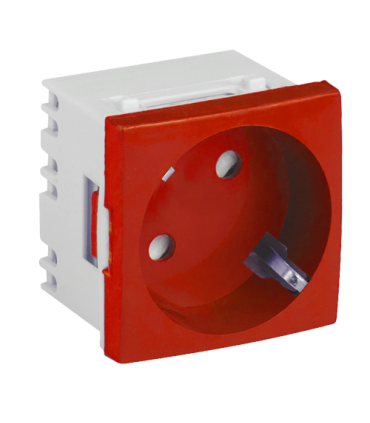 Priza modulara schuko cu impamantare, rosu - DLX DLX-245-46