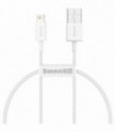 Cablu alimentare si date baseus superior fast charging data cable pt. smartphone usb la lightning iphone 2.4a 0.25m alb