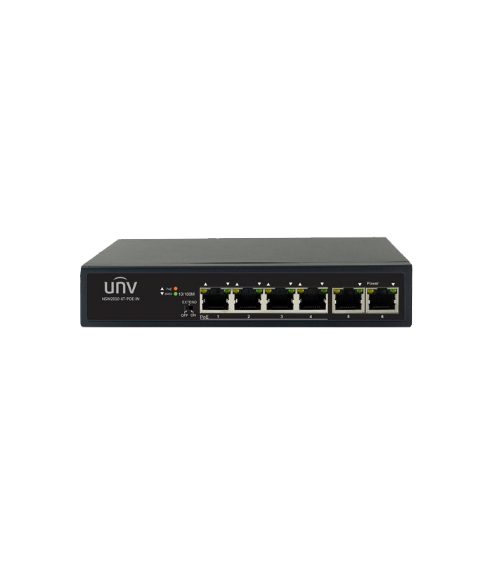 Switch 4 porturi PoE+, 2 porturi uplink RJ45 - UNV NSW2010-6T-POE-IN