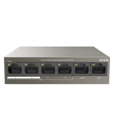 Switch 4 porturi PoE, 2 porturi uplink RJ45 10/100Mbps - TENDA TND-TEF1106P-4-63W