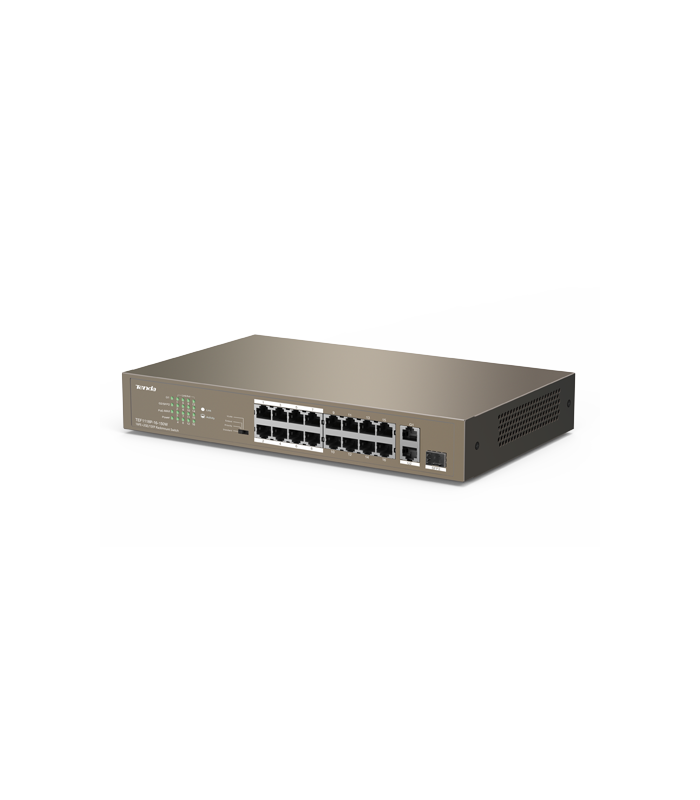 Switch 16 porturi PoE 10/100 Mbps, 2 port RJ45 Gigabit, 1 port SFP Gigabit - TENDA TND-TEF1118P-16-150W-V30