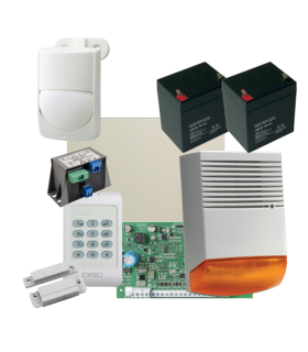 Kit alarma la efractie DSC cu sirena exterioara KIT1404EXT-BS1-OPT