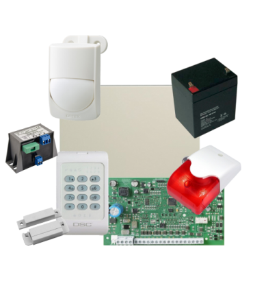 Kit alarma la efractie DSC cu sirena interioara KIT1404INT-OPT