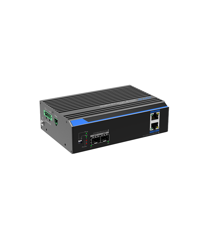 Switch industrial 2 porturi Gigabit HPoE, 2 porturi uplink SFP/RJ45 - UTEPO UTP7202GE-POE