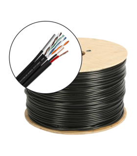 Cablu FTP autoportant cu alimentare 2x1.5, cat 5E, CUPRU 100%, 305m, negru TSY-FTP5E+2x1.50-MESS