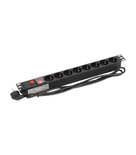 PDU 8 prize Shuko, 19', 1U, aluminiu cu protectie - ASYTECH Networking ASY-PDU-8