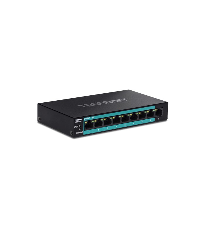 Switch 8 porturi Fast Ethernet Long Range 250m PoE+ 60W, 1 port Fast Ethernet - TRENDnet TE-FP091