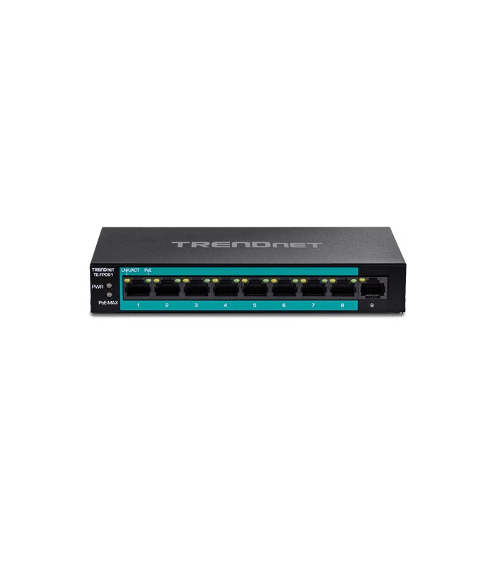 Switch 8 porturi Fast Ethernet Long Range 250m PoE+ 60W, 1 port Fast Ethernet - TRENDnet TE-FP091