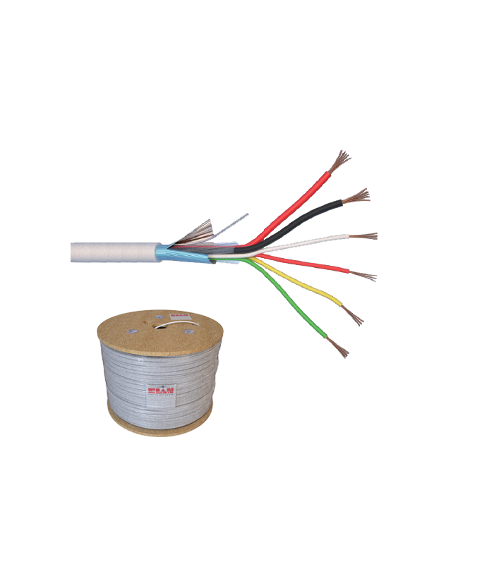 Cablu de alarma 6 fire ecranate + alimentare 2x0.75, cupru integral, 500m 6CUEF+2x0.75-T