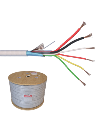 Cablu de alarma 6 fire ecranate + alimentare 2x0.75, cupru integral, 500m 6CUEF+2x0.75-T