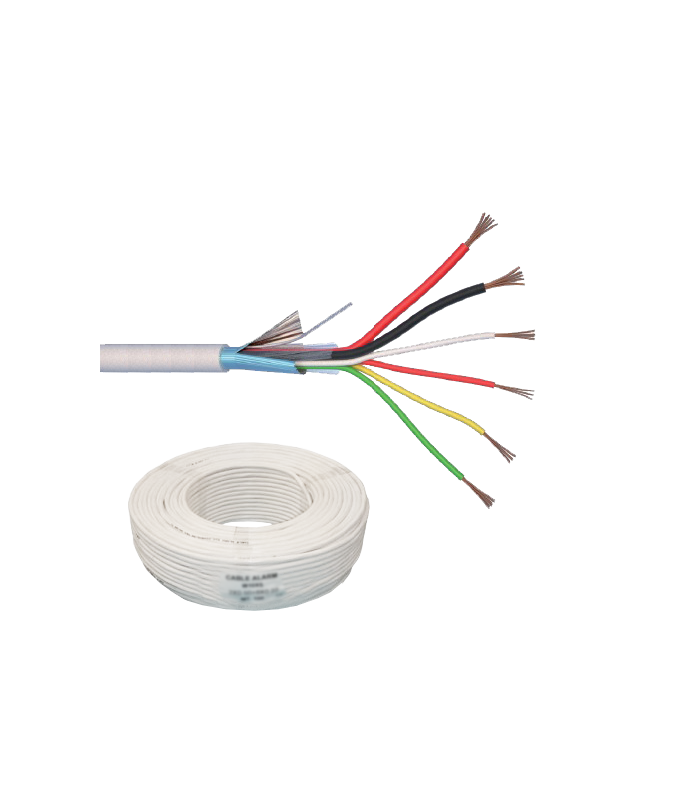 Cablu de alarma 6 fire ecranate + alimentare 2x0.75, cupru integral, 100m 6CUEF+2x0.75