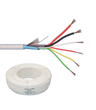 Cablu de alarma 6 fire ecranate + alimentare 2x0.75, cupru integral, 100m 6CUEF+2x0.75