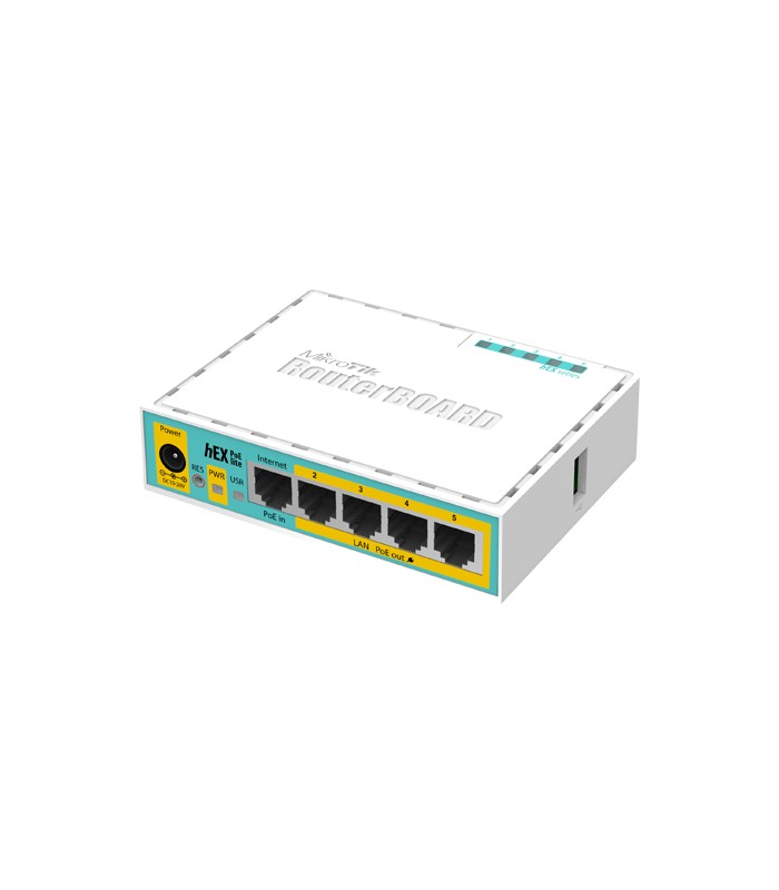 Router hEX PoE Lite, 5 x Fast Ethernet 4 x PoE, RouterOS L4 - Mikrotik RB750UPr2