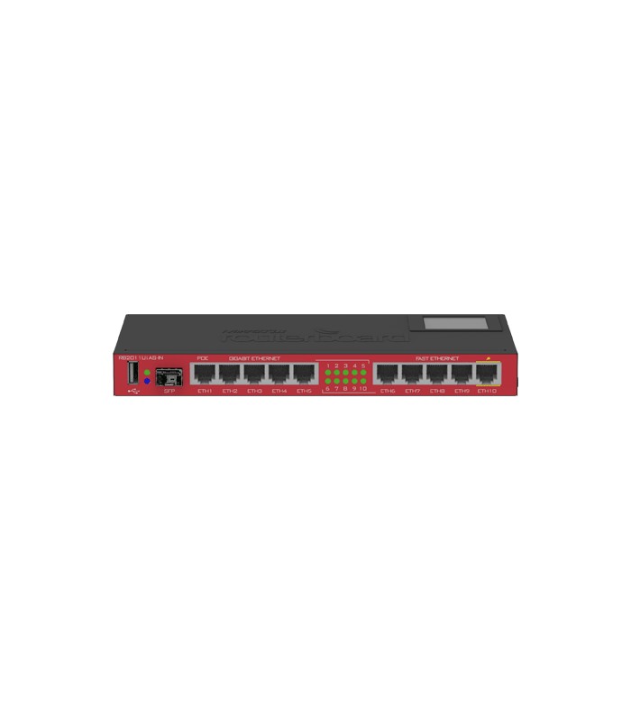 Router 5 x Fast Ethernet, 5 x Gigabit, 1 x SFP, 1 x PoE, RouterOS L5 - Mikrotik RB2011UiAS-IN