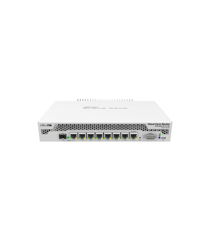 Cloud Core Router, 7 x Gigabit, 1 x combo SFP/Gigabit, 1 x PoE, RouterOS L6 - Mikrotik CCR1009-7G-1C-PC