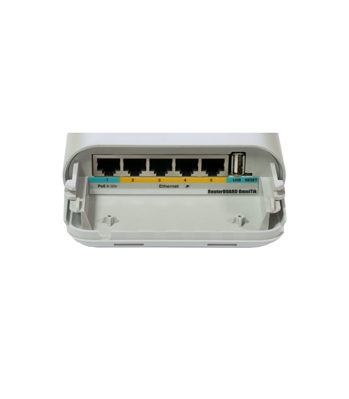 OmniTIK 5 PoE, 2 antene 7.5dBi 5GHz, 802.11an, 5 x LAN (4 x PoE), USB - MikroTik RBOmniTikUPA-5HnD