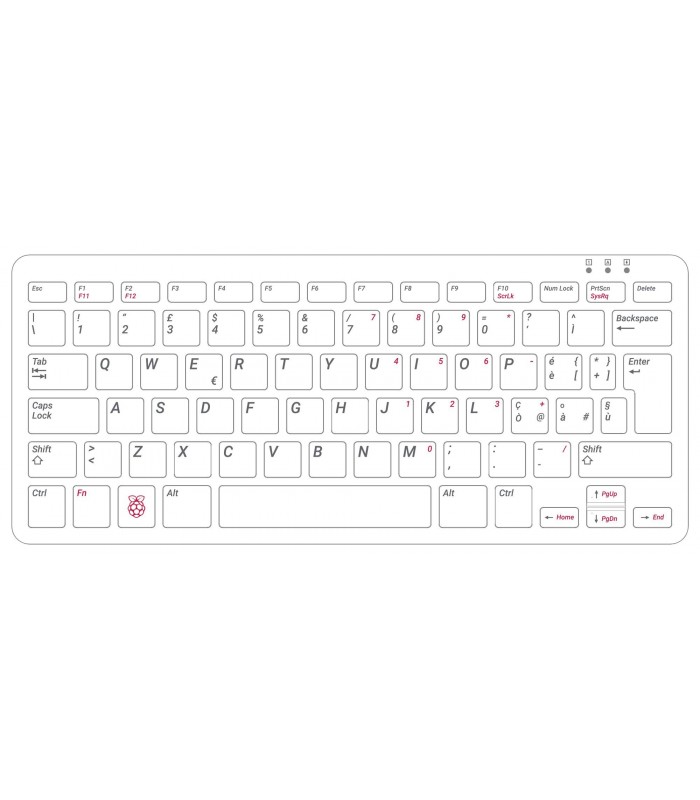 LICHIDARE - Tastatură Raspberry PI, roșu / alb cu fir