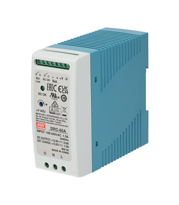 Sursa de alimentare in comutatie, 13.8V / 4.3A, sina DIN, backup - MEAN WELL DRC-60A
