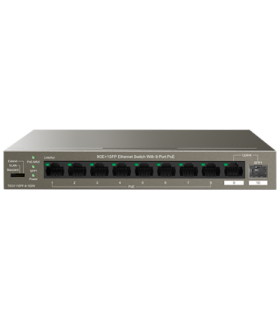 Switch 8 porturi Gigabit PoE, 1 port Uplink Gigabit, 1 port SFP Uplink Gigabit - Tenda TND-TEG1110PF-8-102W