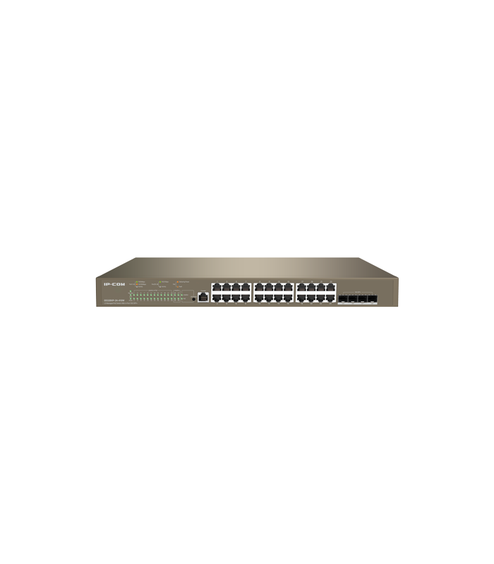Switch 24 porturi PoE 1Gbps, 4 porturi SFP+ 10Gbps, L3 Cloud Management - IP-COM G5328XP-24-410W