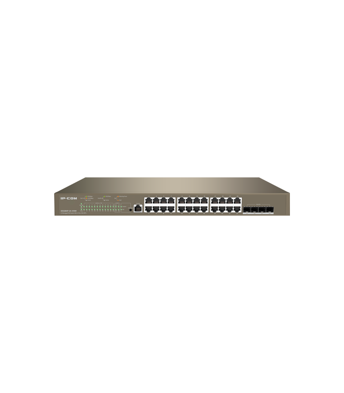 Switch 24 porturi PoE 1Gbps, 4 porturi SFP+ 10Gbps, L3 Cloud Management - IP-COM G5328XP-24-410W