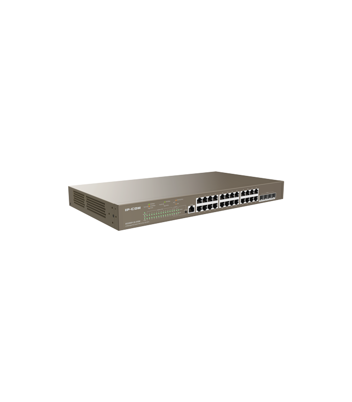 Switch 24 porturi PoE 1Gbps, 4 porturi SFP+ 10Gbps, L3 Cloud Management - IP-COM G5328XP-24-410W