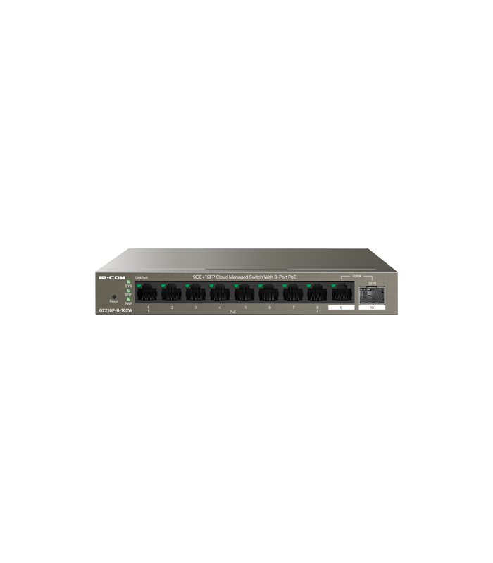 Switch 8 porturi PoE, 1 port RJ45, 1 port SFP, Gigabit, Cloud Management - IP-COM G2210P-8-102W