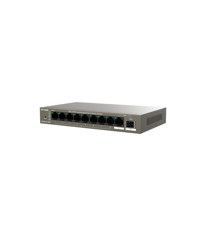 Switch 8 porturi PoE, 1 port RJ45, 1 port SFP, Gigabit, Cloud Management - IP-COM G2210P-8-102W