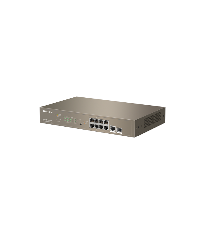 Switch 8 porturi PoE Gigabit, 1 port RJ45 Gigabit, 1 port SFP Gigabit, 1U, L3 Management - IP-COM G5310P-8-150W