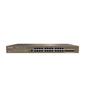Switch 24 porturi PoE Gigabit, 4 porturi SFP Gigabit, 1 port consola,1U , L3 Management - IP-COM G5328P-24-410W