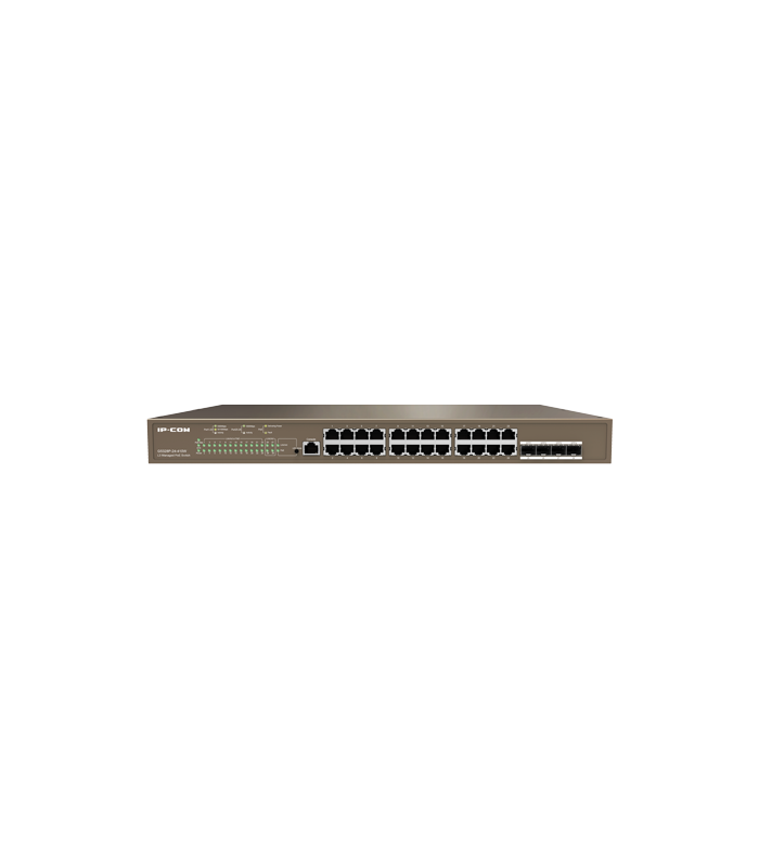 Switch 24 porturi PoE Gigabit, 4 porturi SFP Gigabit, 1 port consola,1U , L3 Management - IP-COM G5328P-24-410W