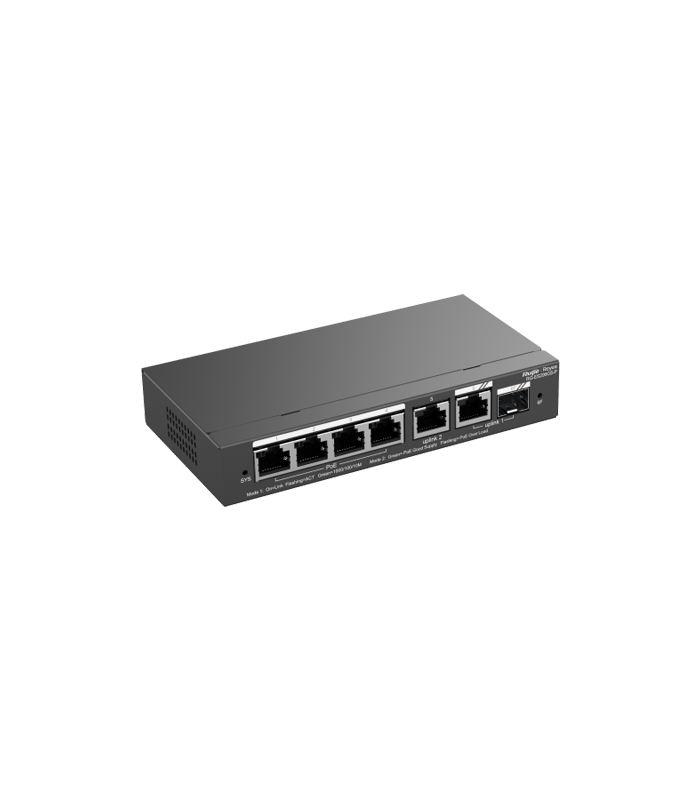 Switch 4 porturi PoE, 2 porturi GE, 1 port SFP, Gigabit, Cloud Management - Ruijie RG-ES206GS-P