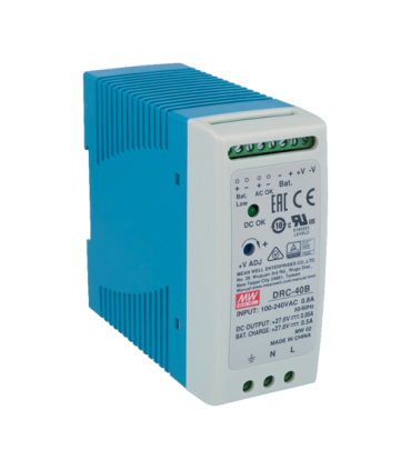 Sursa de alimentare in comutatie, 27.6V / 0.95A + 0.5A, sina DIN, backup - MEAN WELL DRC-40B