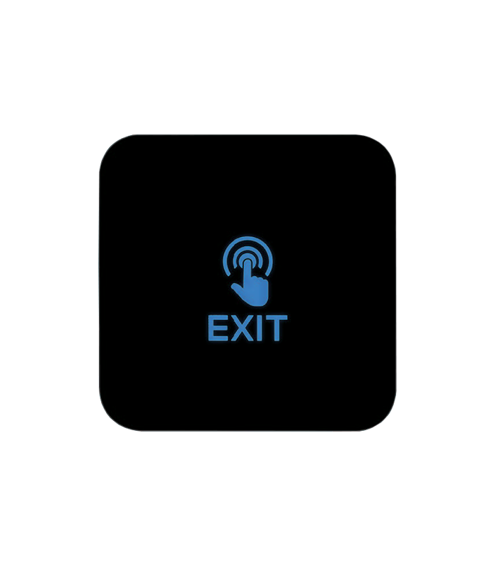 Buton de iesire Touch, plastic negru, montaj aparent, 12-24 Vcc, NO-NC-COM, LED, 86 x 86 mm CSB-86T-P2