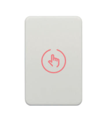 Buton de iesire Touch, plastic alb, montaj aparent, 12-24 Vcc, NO-NC-COM, LED, 86 x 55 mm CSB-86-P1