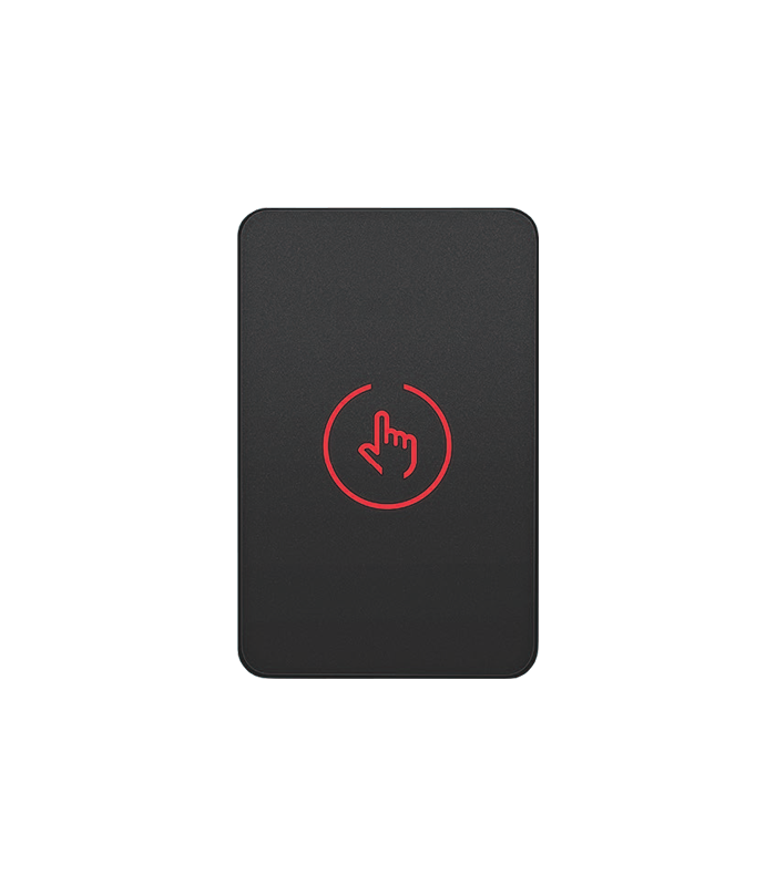 Buton de iesire Touch, plastic negru, montaj aparent, 12-24 Vcc, NO-NC-COM, LED, 86 x 55 mm CSB-86-P2