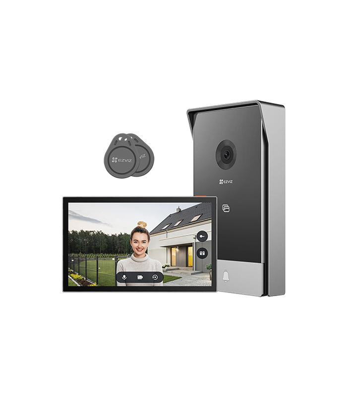 Kit video-interfon, monitor tactil 7 inch, 2 fire, camera 2MP, IR 5m, SDcard, Wi-Fi6 - EZVIZ CS-HP5-2MP
