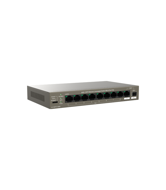 Switch 8 porturi Gigabit PoE, 1 x RJ45 Gigabit Uplink, 1 x SFP Gigabit Uplink - IP-COM G1110PF-8-102W