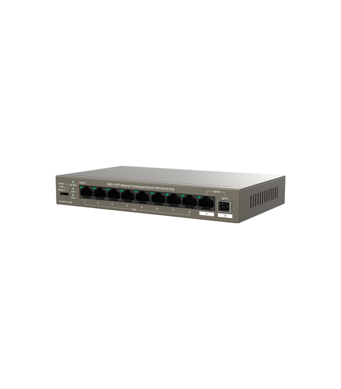 Switch 8 porturi Gigabit PoE, 1 x RJ45 Gigabit Uplink, 1 x SFP Gigabit Uplink - IP-COM G1110PF-8-102W