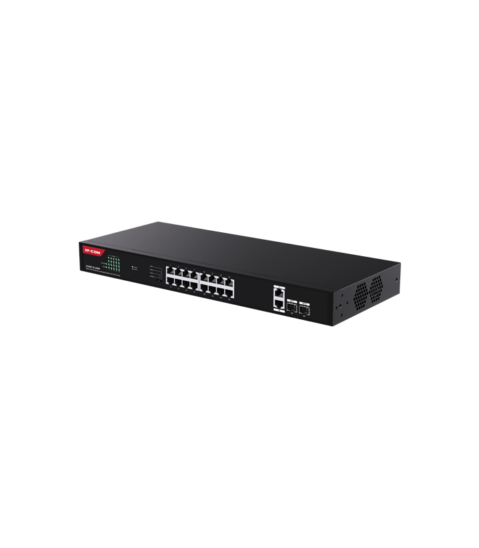 Switch 16 porturi Gigabit PoE, 2 x RJ45 Gigabit Uplink, 2 x SFP Gigabit, 1U - IP-COM G1120P-16-250W